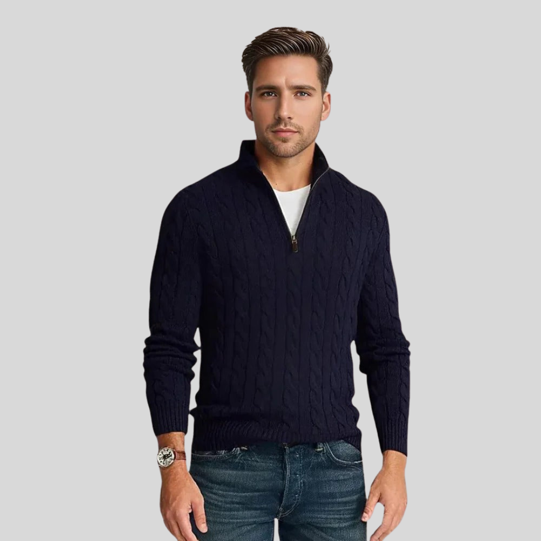 Quarter-Zip Sweater for Men - Stand Collar - Image 4