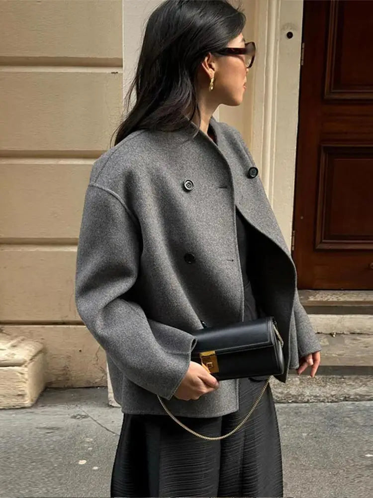 Oversized Short Jacket for Women - Double-Breasted - Image 4