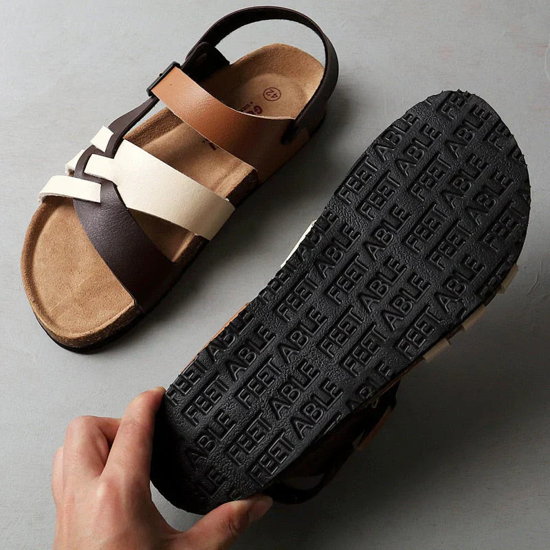 Adjustable Strappy Sandals for Men - Slingback Buckle Closure - Multi-Strap Contoured Footbed - Image 4