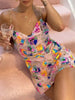 Floral Slip Mini Dress for women - Chain Strap Backless - Sequin - Image 1
