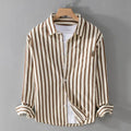 Striped Button-Up Shirt for men - Long Sleeve Point Collar - Chest Pocket Buttoned Cuffs - Image 4