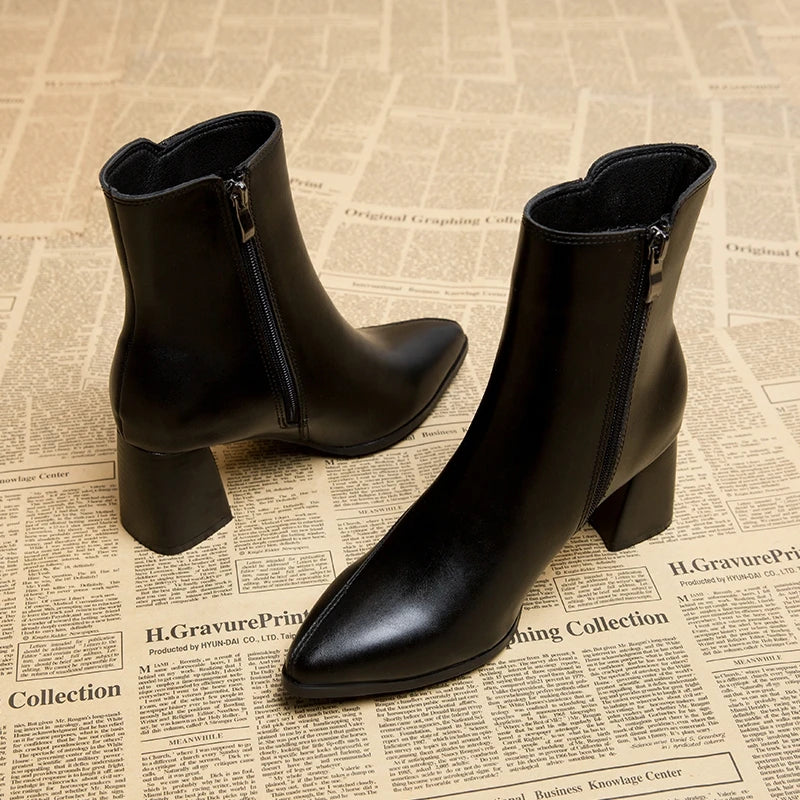 Heeled Ankle Boots for Women - Pointed Toe - Image 3