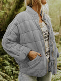 Quilted Bomber Jacket for women - Full Zip Stand Collar - Relaxed Fit - Image 2