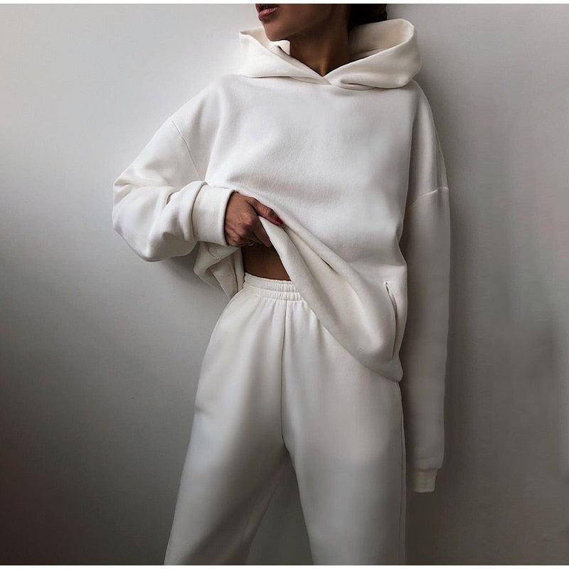 Hoodie Sweatpants Loungewear Set for Women - Elastic Waist - Image 13