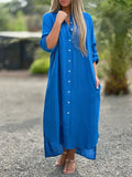 Button-Down Maxi Shirt Dress for Women - Long Sleeve Collared - Oversized Fit Roll-Up Sleeve - Image 6