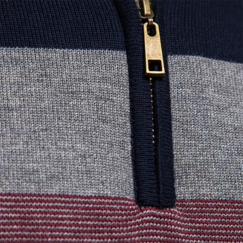 Striped Quarter-Zip Sweater for Men - Long Sleeve - Image 3