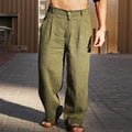 Wide Leg Pleated Pants for Men - High Waist Loose Fit - Casual Pants - Image 3