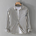Striped Button-Up Shirt for men - Long Sleeve Point Collar - Chest Pocket Buttoned Cuffs - Image 5