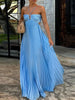 Pleated A-Line Maxi Dress for Women - Halter Strappy - Image 1