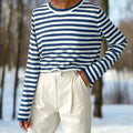 Striped Long Sleeve T-Shirt for women - Crew Neck Relaxed Fit - Image 4