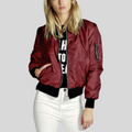 Bomber Jacket for Women - Ribbed Trim - Image 2