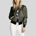 Bomber Jacket for Women - Ribbed Trim - Image 3
