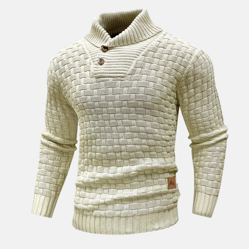 Shawl Collar Sweater for Men - Button Detail - Image 8