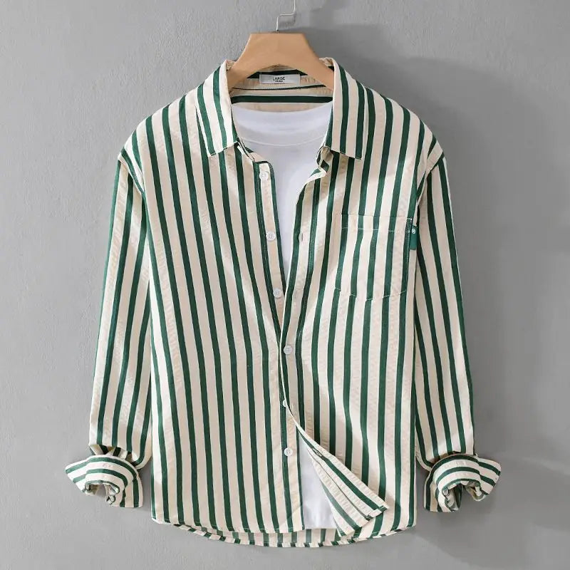 Striped Button-Up Shirt for men - Long Sleeve Point Collar - Chest Pocket Buttoned Cuffs - Image 6