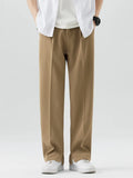 Wide Leg Pants for men - Pleated Straight Leg - Relaxed Fit Split Hem - Image 1