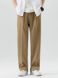 Wide Leg Pants for men - Pleated Straight Leg - Relaxed Fit Split Hem - Image 1