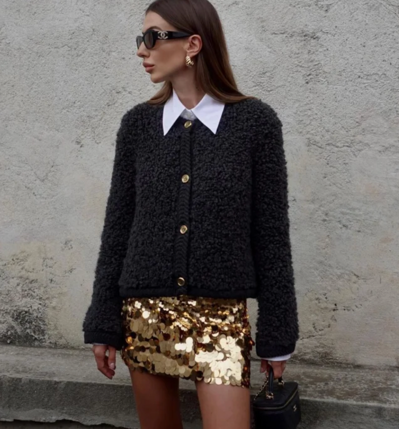 Crewneck Cardigan Jacket for Women - Button Front - Image 4