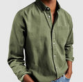 Long Sleeve Button-Down Shirt for Men - Chest Pocket - Image 6