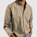 Long Sleeve Button-Down Shirt for Men - Chest Pocket - Image 7