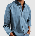 Long Sleeve Button-Down Shirt for Men - Chest Pocket - Image 8