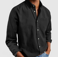Long Sleeve Button-Down Shirt for Men - Chest Pocket - Image 10