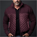 Quilted Zip Up Jacket for Men - Stand Collar - Image 3
