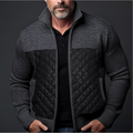 Quilted Zip Up Jacket for Men - Stand Collar - Image 2