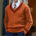 Cable Knit V-Neck Sweater for Men - Long Sleeve - Image 3