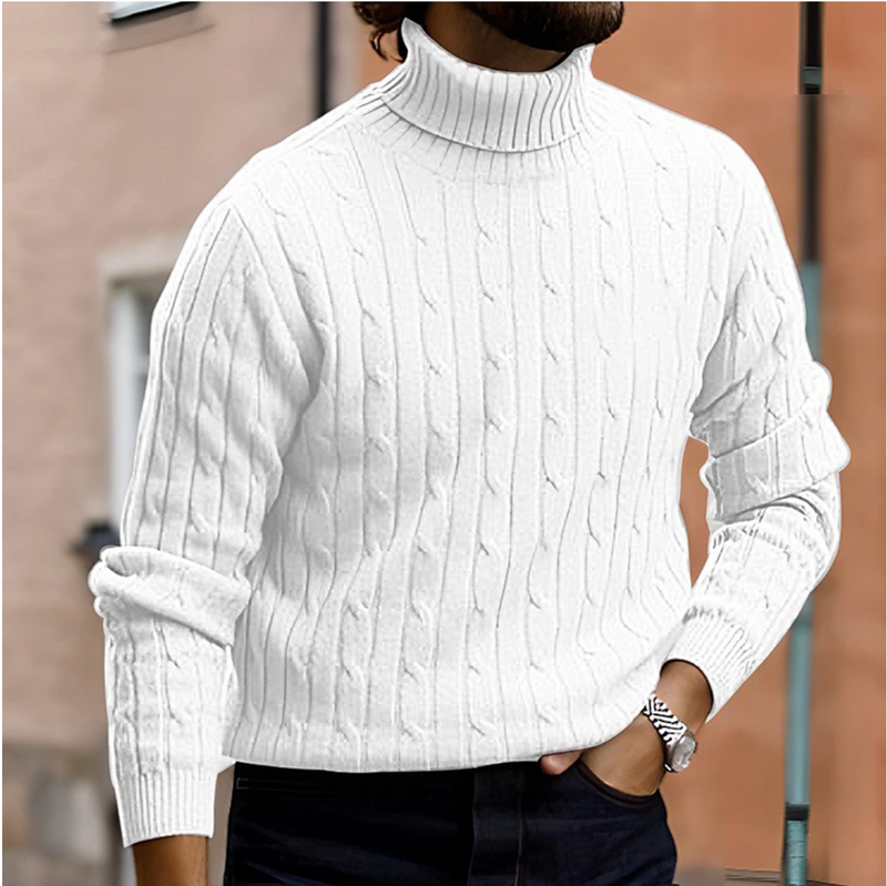 Cable Knit Turtleneck Sweater for Men - Long Sleeve - Image 7