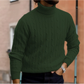 Cable Knit Turtleneck Sweater for Men - Long Sleeve - Image 3