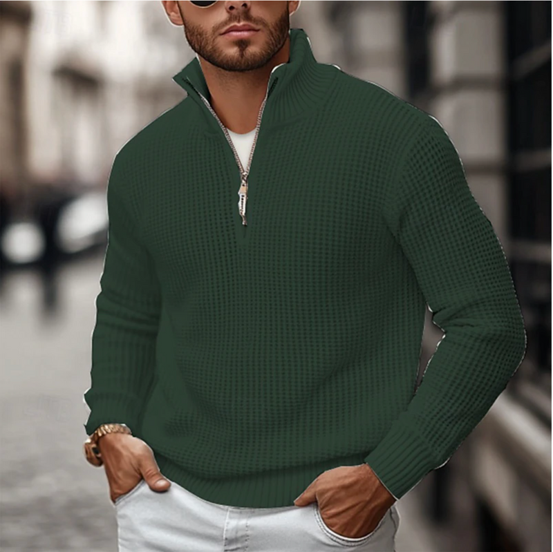 Quarter Zip Sweater for Men - High Neck - Image 4