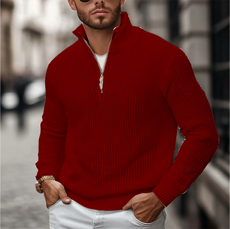 Quarter Zip Sweater for Men - High Neck - Image 3