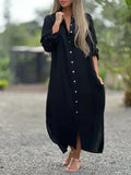 Button-Down Maxi Shirt Dress for Women - Long Sleeve Collared - Oversized Fit Roll-Up Sleeve - Image 4