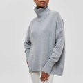 Oversized Turtleneck Sweater for Women - Ribbed Knit - Image 3