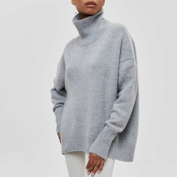 Oversized Turtleneck Sweater for Women - Ribbed Knit - Image 3