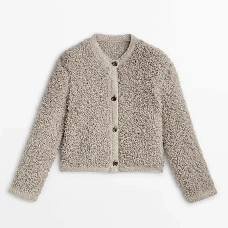 Crewneck Cardigan Jacket for Women - Button Front - Image 6
