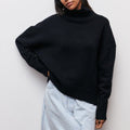 Oversized Turtleneck Sweater for Women - Ribbed Knit - Image 4