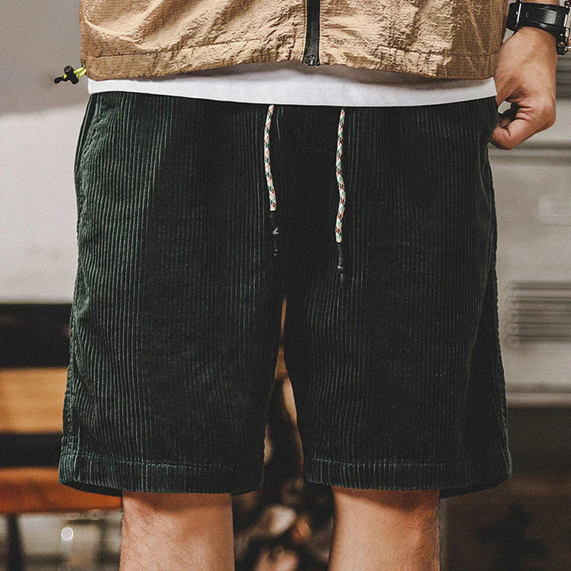Corduroy Relaxed Fit Shorts for men - Elastic Waist Drawstring Waist - Cuffed Hem Casual Style - Image 6