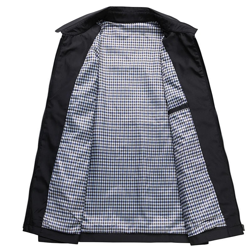 Casual Collared Zip Up Jacket for Men - Button Cuff - Image 2