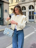 Bomber Cropped Jacket for Women - Padded Shoulder - Image 1