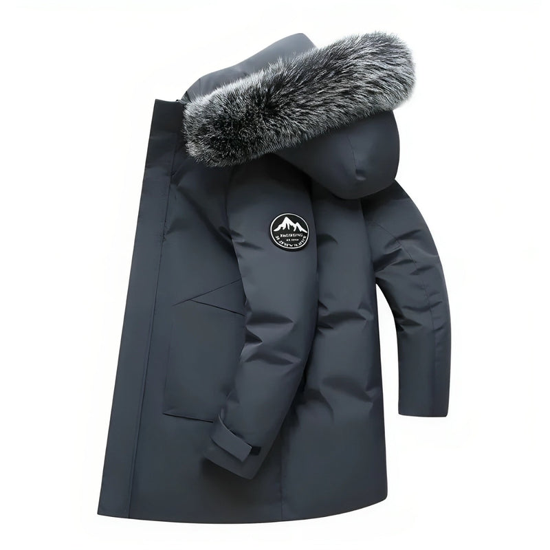 Hooded Jacket for Men - Fur Hood - Image 2