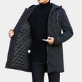 Hooded Mid-Length Coat for Men - Zip-Up - Image 1