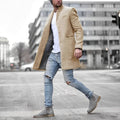 Single Breasted Mandarin Collar Overcoat for Men - Slim Fit - Image 3