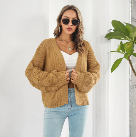 Open Front Cardigan for Women - Balloon Sleeve - Image 4