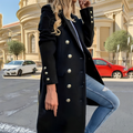 Double-Breasted Long Coat for Women - Button Front - Image 1