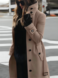 Belted Long Coat for Women - Button Front - Image 2