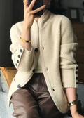 Crew Neck Cardigan for Women - Button Front - Image 2