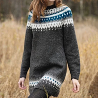 Fair Isle Sweater Dress for Women - Long Sleeve - Image 1