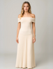 Off-the-Shoulder Pleated Maxi Dress for women - Fitted Bodice Ruched - Floor Length - Image 1