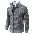 Zip-Up Patterned Sweater for Men - High Neck - Image 1